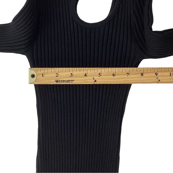 ANINE BING Size XS NWT Victoria Black Ribbed Midi Cutout Sweater Dress Cut Out - Picture 9 of 14